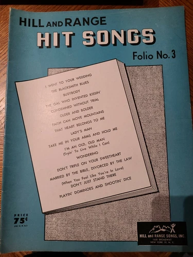 Hill and Range Hit Songs Folio No. 3 Songbook Country Western 1953 