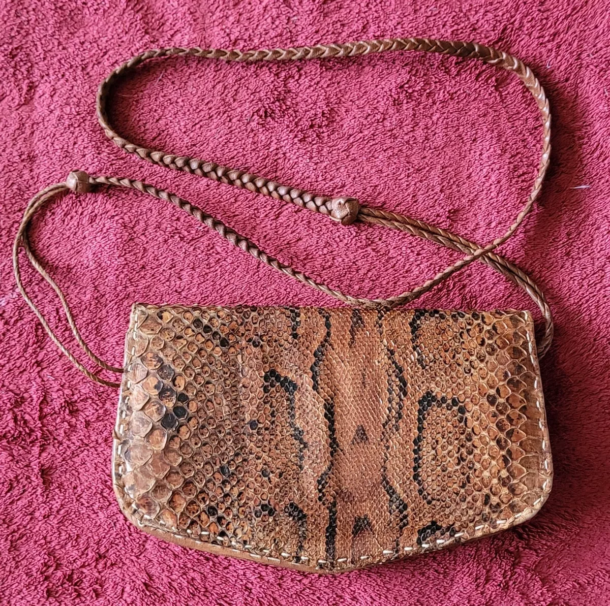 VINTAGE GENUINE EXOTIC SNAKE SKIN PURSE CLUTCH SHOULDER STRAP HANDBAG