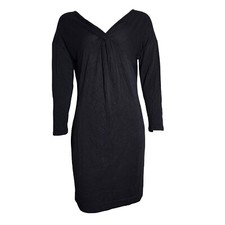 ANN TAYLOR LOFT Outlet Lounge Solid All Black 3/4 Sleeve Dress Womens S Small