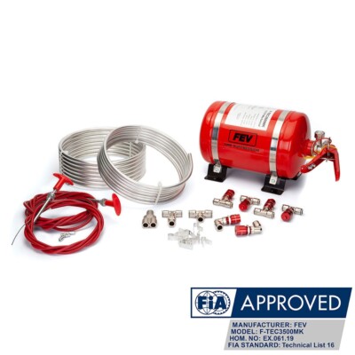 FEV 3.5L Mechanisch Stahl Schaum Plumbed-In Fia Rennwagen Feuerlöscher Set