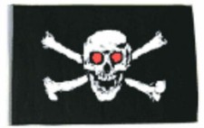 12x18 12"x18" Jolly Roger Pirate Red Eyes Sleeve Flag Garden