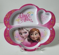 Zak Designs Divided Melamine Plate  Disney Frozen Elsa and Anna  Pink