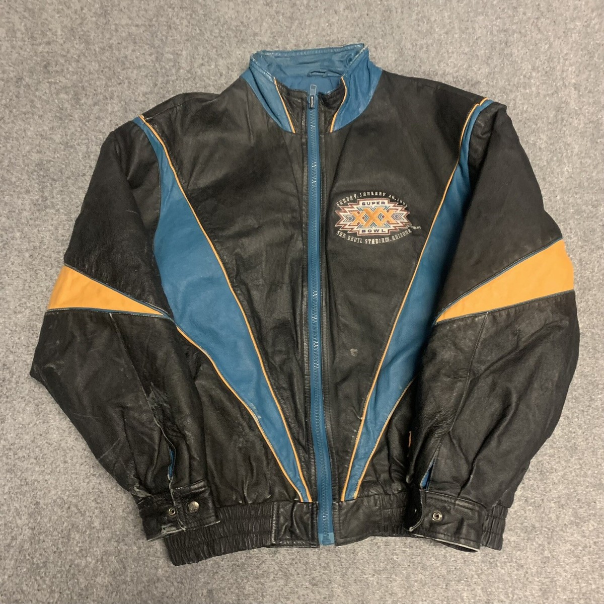 Super Bowl 30 Pro Player Leather Jacket Arizona Cowboys Steelers
