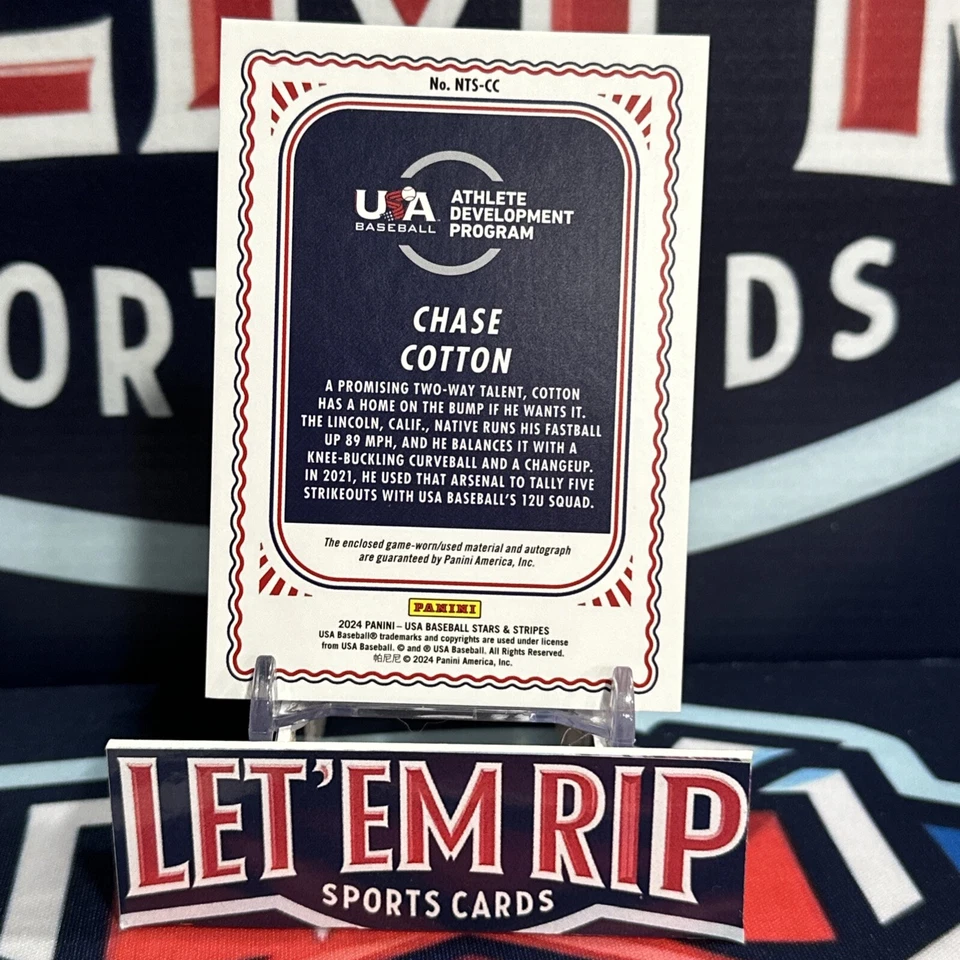 2024 PANINI STARS&STRIPES USA BASEBALL CHASE COTTON #NTS-CC AUTO RELIC SP 33/199 - Image 2 of 3