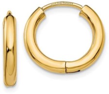 14mm 14K Yellow Gold Polished Hollow Hoop Earrings TL610