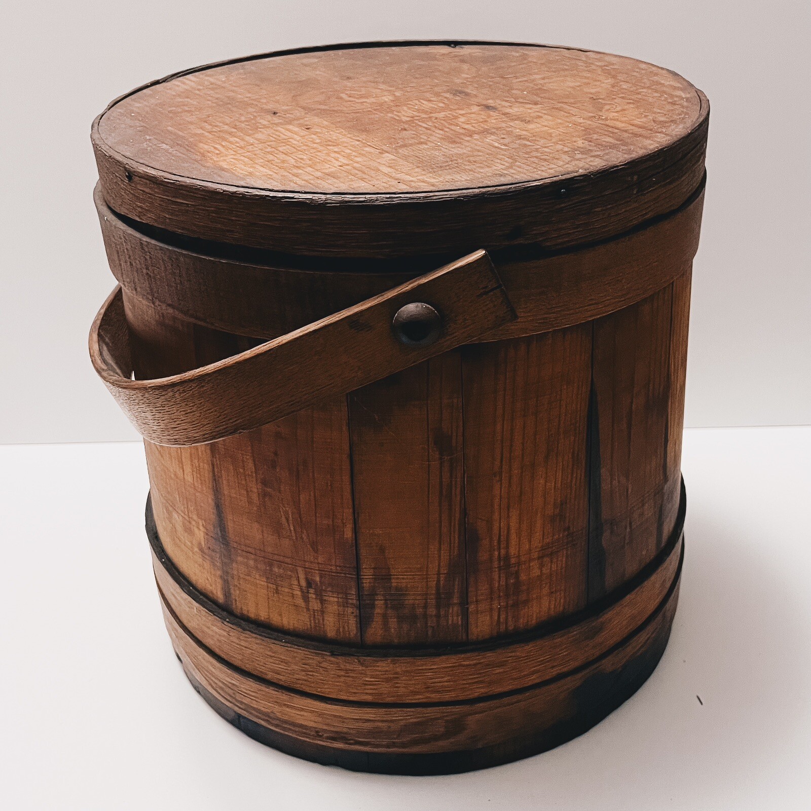 Vintage Firkin Wooden Sugar Bucket w/ Lid and Handle eBay