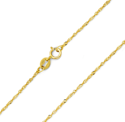 14K Yellow Gold Singapore Chain 1mm 