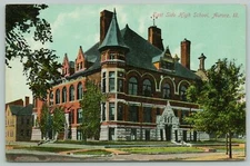 Aurora Illinois~East Side High School~Victorian Architecture~c1910 Postcard