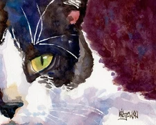 Tuxedo Cat High Resolution Print Original Fine Art Watercolor by Ron Krajewski