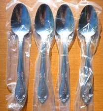 (4) Rogers Kenwood Korea CUS11 Stainless Flatware Monogram R TeaSpoons