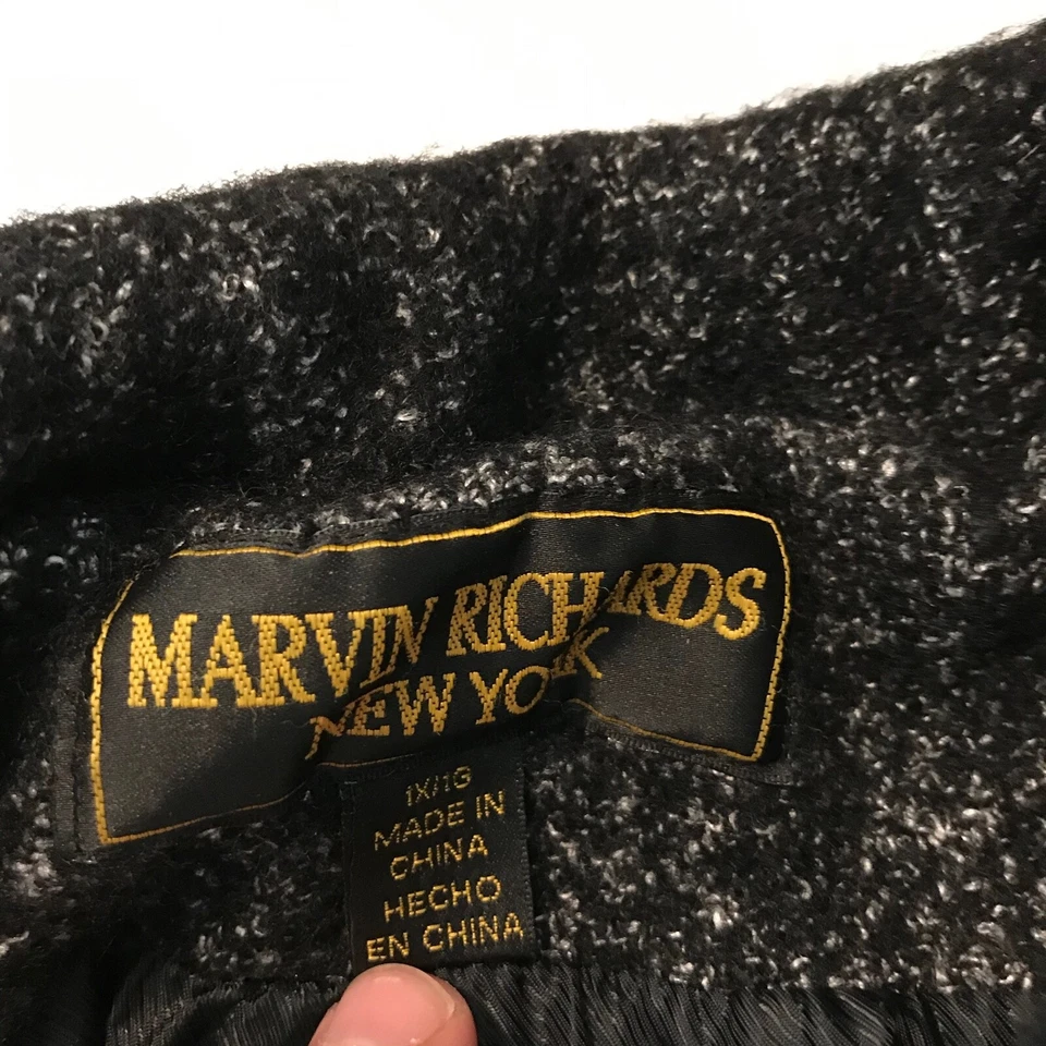 Marvin Richards Womans Size 1X Vintage Black & White Belted Full Zip Coat EUC - Image 3 of 4