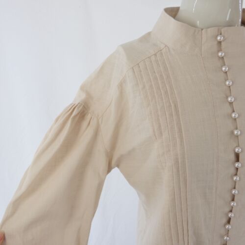 Victorian Blouse Flam Mode Pale Pink Puff Sleeve Pintuck Edwardian Style size S - Picture 8 of 11