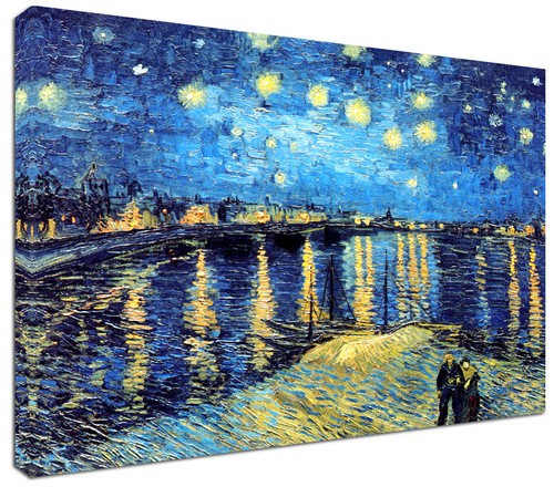 Quadro Moderno Arredamento Arredo Arte Van Gogh Notte sul Rodano Stampa su tela - Foto 5 di 6