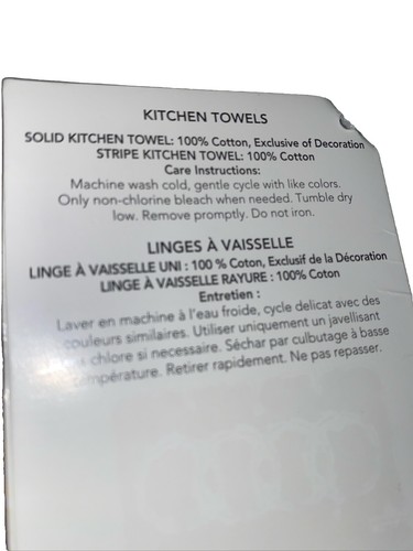 KitchenAid 2 Pack kitchen towels Black White & Gold 17”x28” 100% Cotton NWT - Picture 2 of 4
