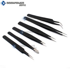 1-6pc Precision ESD Anti-Static Stainless Steel Tweezers Set Kits for Electronic