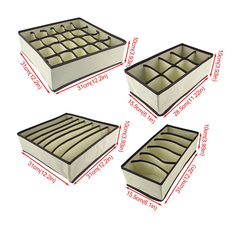 Underwear Bras Organizer 4PCS Set Foldable Storage Box Drawer Socks Ties - Image 2 of 4