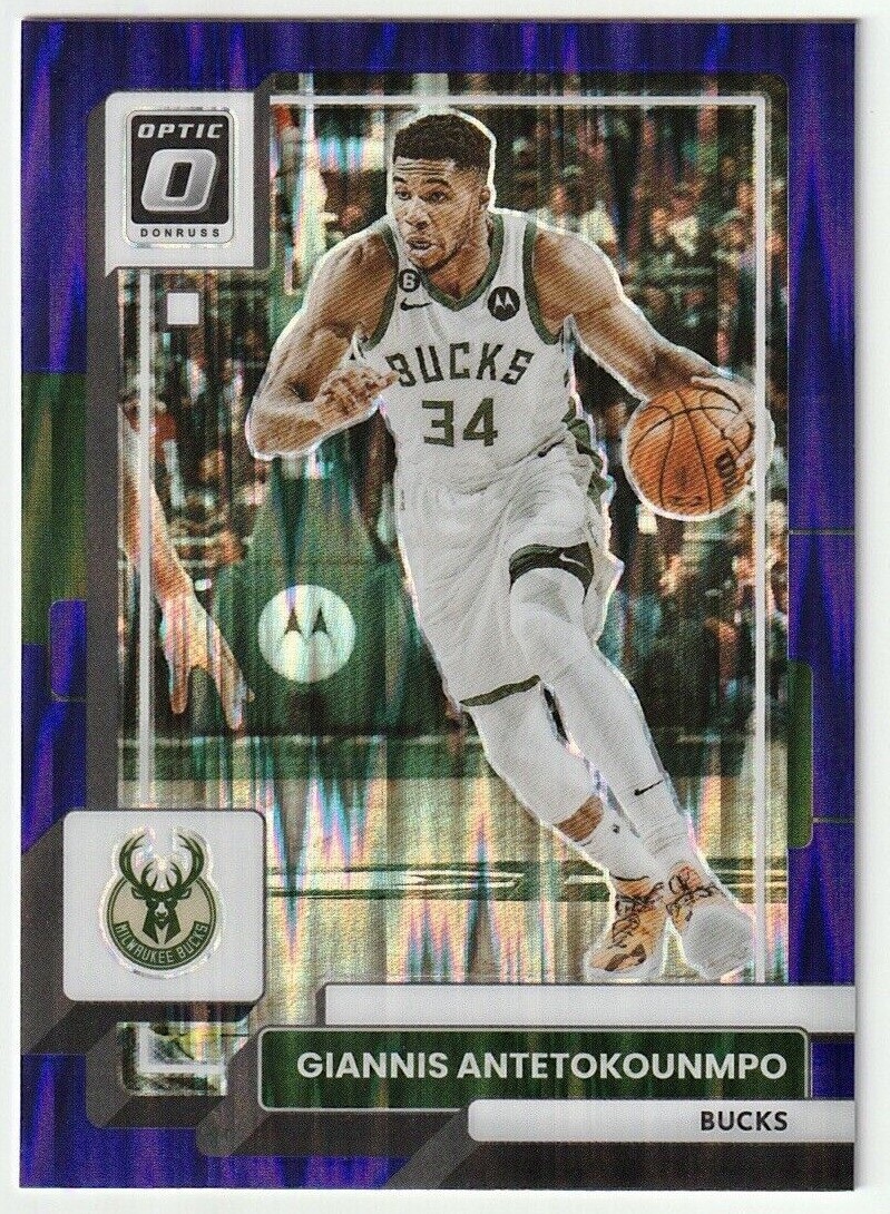 Giannis Antetokounmpo 2022-23 Panini Donruss Optic #75 Purple Shock Prizm