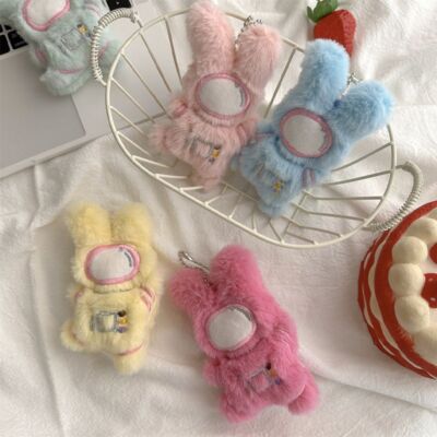 Astronaut Rabbit Keychains - Fluffy Plush Bag Charms Trendy