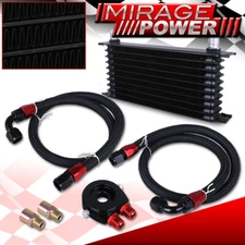 9Row 10AN Engine Diff Trans Oil Cooler Cooling +Filter Adapter Relocation Kit BK