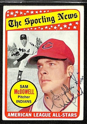 1969 TOPPS #435 Sam McDowell Cleveland Indians carte signée/auto 192577