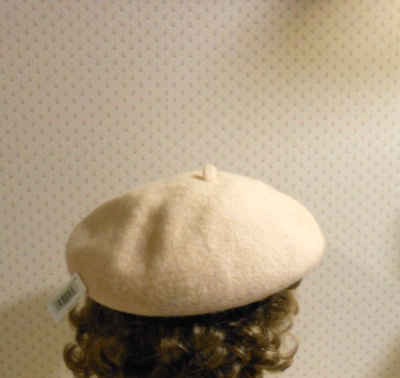 NEW!! Wool Blend Beret Cap Hat Cream Ivory Adult One Size with
