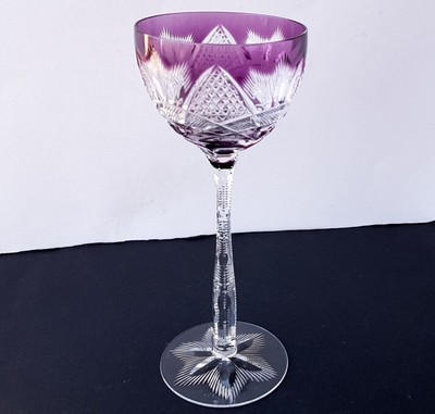 Old Wine Glass, Stemware Glas Flashed Glass Hand Cut Val Saint Lambert L469