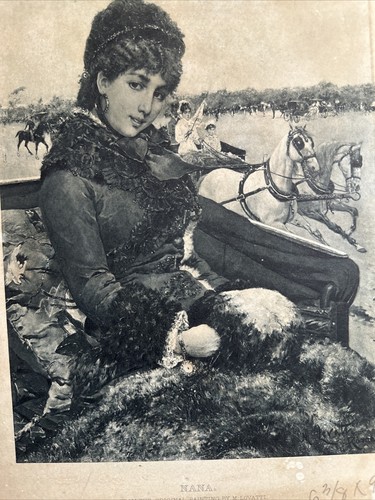 1880s Italian Print NANA By M Lovatti Antique Come Hither Look Carriage Horses - Picture 3 of 19