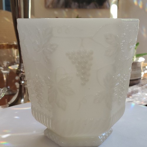 Vintage Milk Glass Fire King Grape Cable Planter Vase Anchor Hocking Paneled $25 - Picture 4 of 6