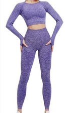 NEW 2 pcs set High Waist pushup Yoga Gym Outfit Leggings Crop 2 size S