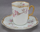 Limoges Schleiger 462A Pink Roses Floral & Double Gold Chocolate Cup & Saucer B