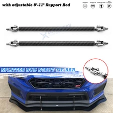 Adjustable Front Bumper Lip Splitter Strut Rod Support Bar Spoiler Carbon Style
