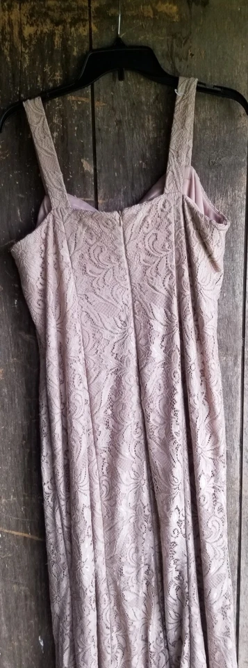 Vestido largo LE BOS bordado con cuentas floral para mujer talla 14 W sin mangas tostado Foto 3 de 4