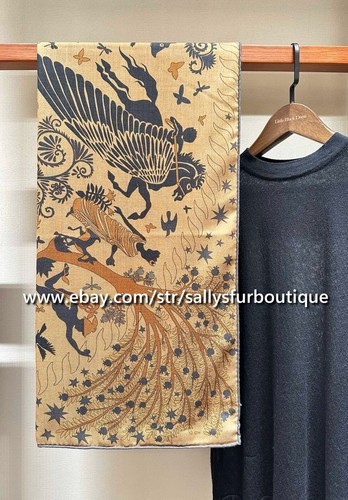 Sallys 70% Cashmere & 30% Silk Wrap Scarf Tribal Animal Print 2 Face Shawl 53" - Picture 48 of 67