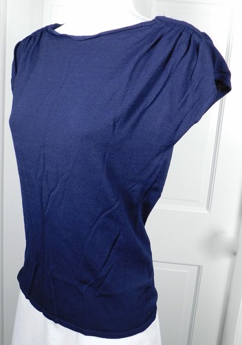 PHILOSOPHY REPUBLIC CLOTHING Women's Navy Blue Knit Exposed Zip Shoulder SS B... - Picture 4 of 6
