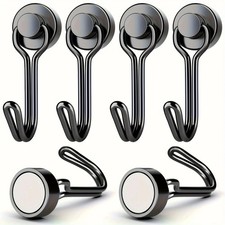 6-Pack Heavy Duty Magnetic Hooks 33Lbs Swivel Neodymium Hooks for Kitchen Office