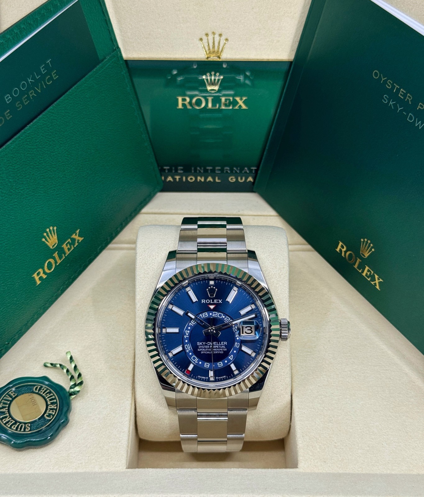 Unworn Rolex Sky-Dweller 42mm, 18k WG & Steel, Blue, Oyster, 336934 dated 2025