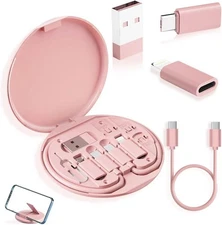 USB C Multi Adapter Kit Micro USB Type C Adapter Charging Cable W/Box, Pink