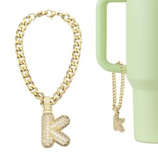 Letter Charm for Stanley Tumbler Cup, Bubble Cute Initial K Letter Charm, Gold