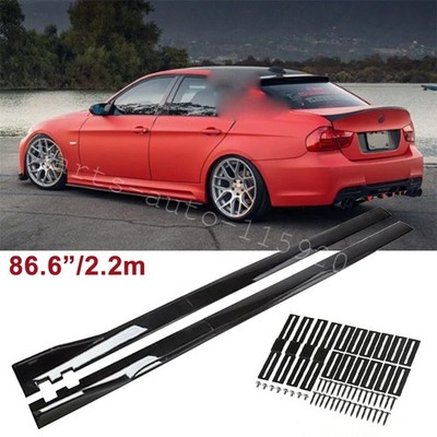 For E90 E91 E92 E93 335i 328i 86.6'' Black Side Skirts Extension Rocker Panel Lip