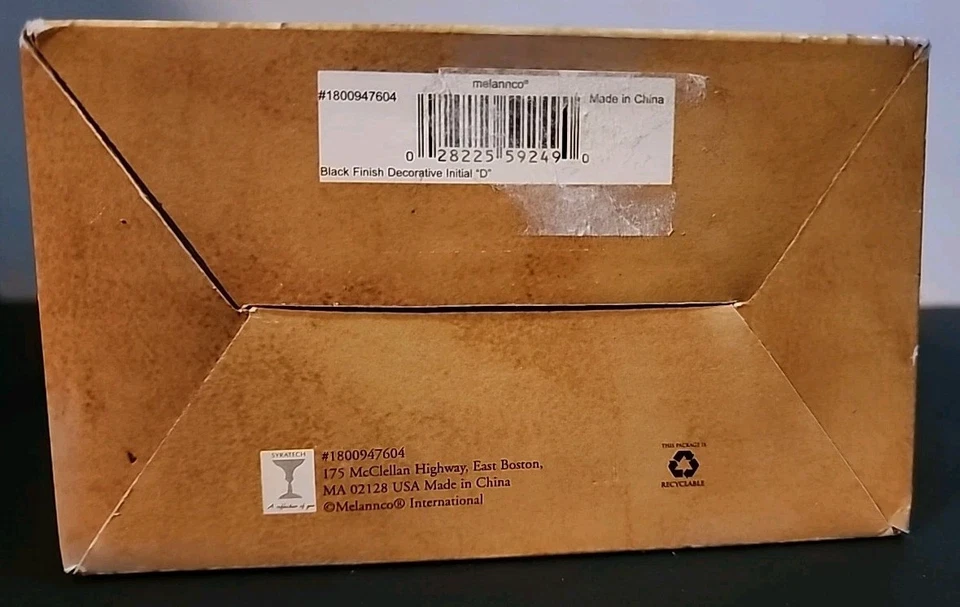 Melannco The Keeper Of Memories Black Finish Decorative Intial "D" NEW Vintage  - Image 3 of 4