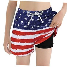 Boys Swim Trunks with Boxer Brief Liner Swim Shorts 10-12 Years National Flag