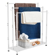 Extra Large Free Standing Towel Rack with Metal Storage Shelf 6 Hooks for B...