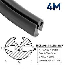 Rubber Strip For Glass Window Three-Port Caulking Weatherstrip Filler Strip 4M