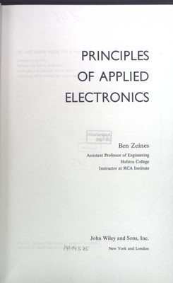 Principles of applied electronics. Zeines, Ben: