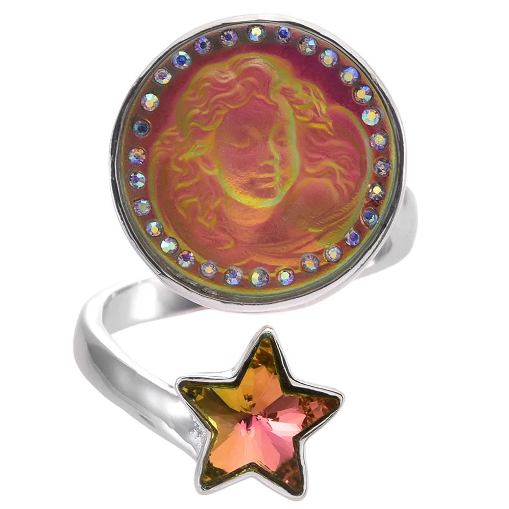 Kirks Folly Starlight Dream Angel Adjustable Ring sterling silvertone
