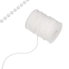 33 Yards Pearl Beaded Chain Trim 5mm for DIY Crafts White 
