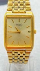 VTG Seiko Quartz Watch 7N29-5B29 Men Gold Tone Rectangle Analog New Battery
