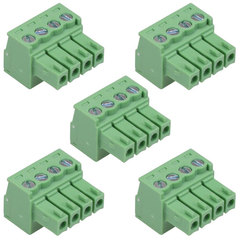5 x 4-Way 3.5mm Right Angle Pluggable Terminal Block 8A 300V