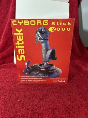 Saitek Cyborg Joystick Flight Stick  Vintage PC Controller unTESTED W/ Manual