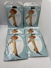 6pk Sabra Pantyhose Womens Size B Black Sheer Leg Reinforced Panty Toe Stockings